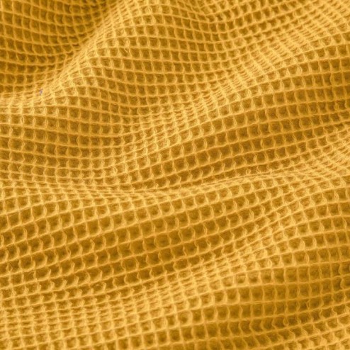 Tissu nid d'abeille moutarde